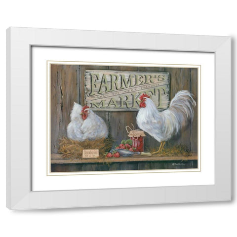 Farmers Market White Modern Wood Framed Art Print with Double Matting by Britton, Pam