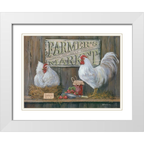 Farmers Market White Modern Wood Framed Art Print with Double Matting by Britton, Pam