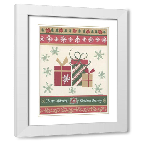 Holiday Joy III White Modern Wood Framed Art Print with Double Matting by Britton, Pam