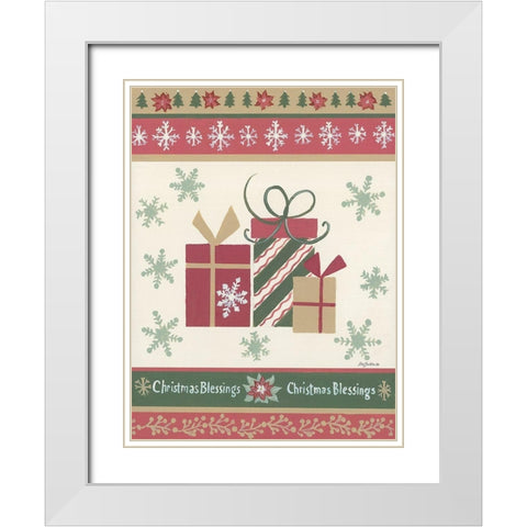 Holiday Joy III White Modern Wood Framed Art Print with Double Matting by Britton, Pam