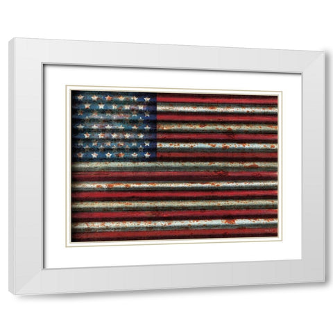 American Flag White Modern Wood Framed Art Print with Double Matting by Jacobs, Cindy