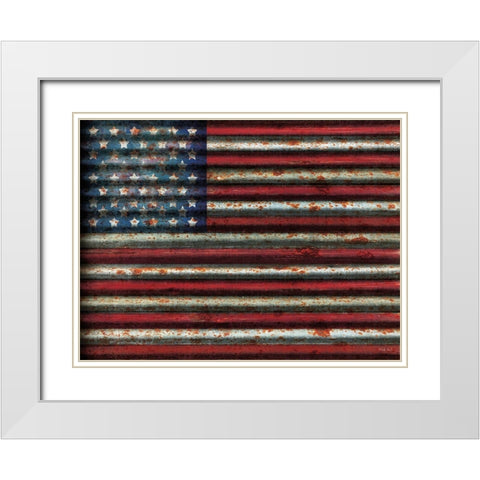 American Flag White Modern Wood Framed Art Print with Double Matting by Jacobs, Cindy