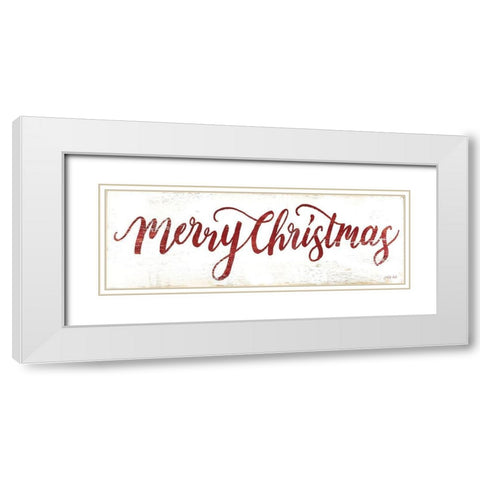 Merry Christmas White Modern Wood Framed Art Print with Double Matting by Jacobs, Cindy