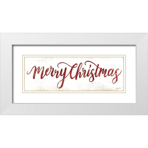 Merry Christmas White Modern Wood Framed Art Print with Double Matting by Jacobs, Cindy