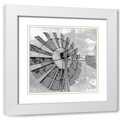 Windmill    White Modern Wood Framed Art Print with Double Matting by Jacobs, Cindy