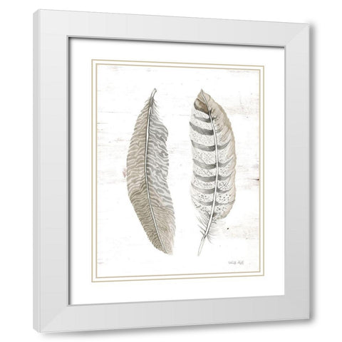 Feather II White Modern Wood Framed Art Print with Double Matting by Jacobs, Cindy