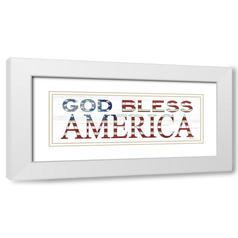 God Bless America    White Modern Wood Framed Art Print with Double Matting by Jacobs, Cindy