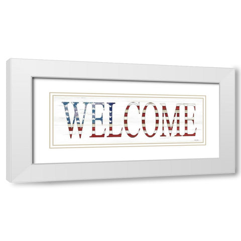 Patriotic Welcome    White Modern Wood Framed Art Print with Double Matting by Jacobs, Cindy