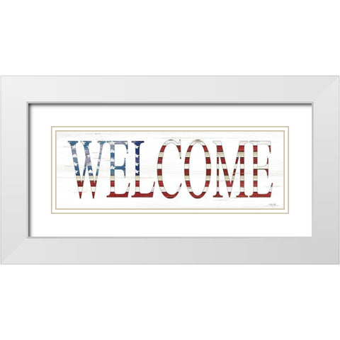 Patriotic Welcome    White Modern Wood Framed Art Print with Double Matting by Jacobs, Cindy