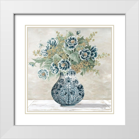 Feeling Blue I White Modern Wood Framed Art Print with Double Matting by Jacobs, Cindy