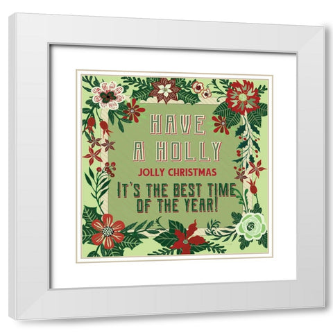 Nostalgic Holly Jolly Christmas White Modern Wood Framed Art Print with Double Matting by Jacobs, Cindy