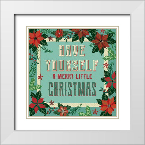 Nostalgic Merry Little Christmas White Modern Wood Framed Art Print with Double Matting by Jacobs, Cindy