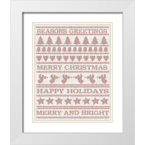 Holiday Sentiments Stitchery I White Modern Wood Framed Art Print with Double Matting by Jacobs, Cindy