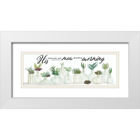 His Mercies are New Every Morning White Modern Wood Framed Art Print with Double Matting by Jacobs, Cindy