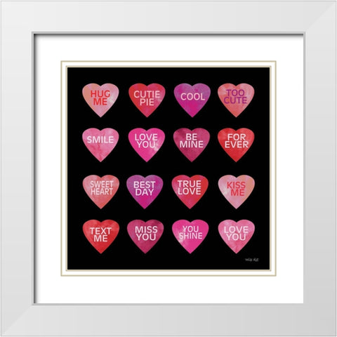 Be Mine Hearts II White Modern Wood Framed Art Print with Double Matting by Jacobs, Cindy