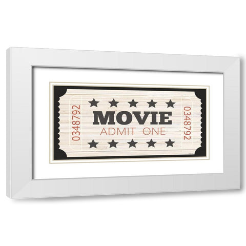 Admit One Movie Ticket White Modern Wood Framed Art Print with Double Matting by Jacobs, Cindy