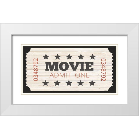 Admit One Movie Ticket White Modern Wood Framed Art Print with Double Matting by Jacobs, Cindy