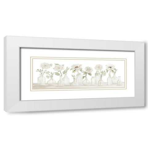 Pretty Posies in a Row White Modern Wood Framed Art Print with Double Matting by Jacobs, Cindy