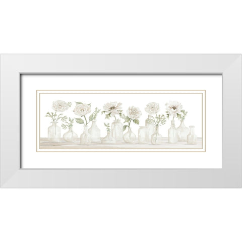 Pretty Posies in a Row White Modern Wood Framed Art Print with Double Matting by Jacobs, Cindy