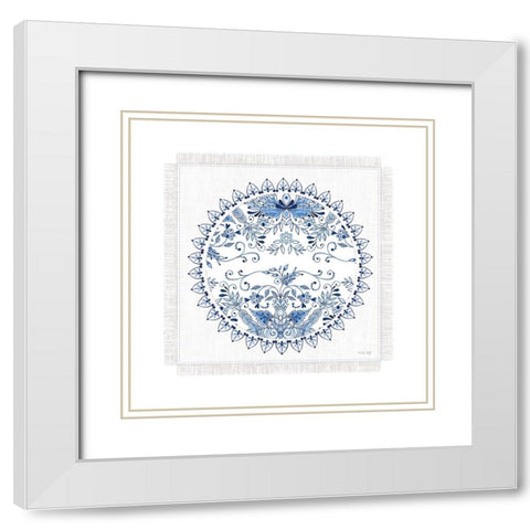 Chinoiserie Circle II White Modern Wood Framed Art Print with Double Matting by Jacobs, Cindy
