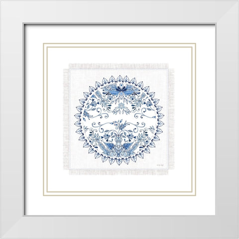 Chinoiserie Circle II White Modern Wood Framed Art Print with Double Matting by Jacobs, Cindy
