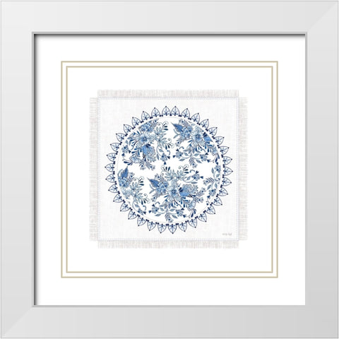 Chinoiserie Circle III White Modern Wood Framed Art Print with Double Matting by Jacobs, Cindy