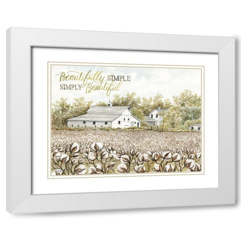 Beautifully Simple Cotton Farm White Modern Wood Framed Art Print with Double Matting by Jacobs, Cindy