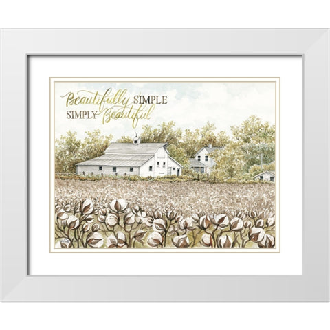 Beautifully Simple Cotton Farm White Modern Wood Framed Art Print with Double Matting by Jacobs, Cindy