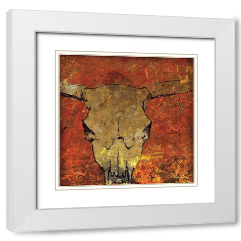 Skull White Modern Wood Framed Art Print with Double Matting by Dee Dee