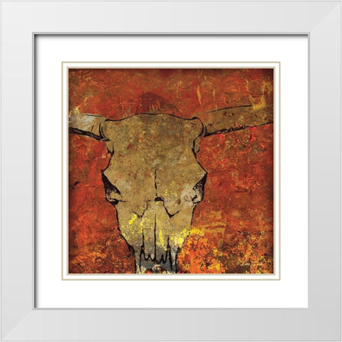 Skull White Modern Wood Framed Art Print with Double Matting by Dee Dee
