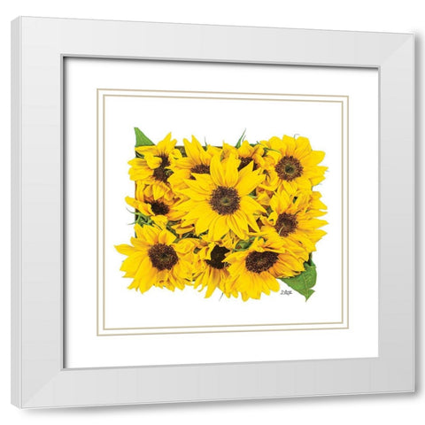 Sunflower Bouquet White Modern Wood Framed Art Print with Double Matting by Quillen, Donnie