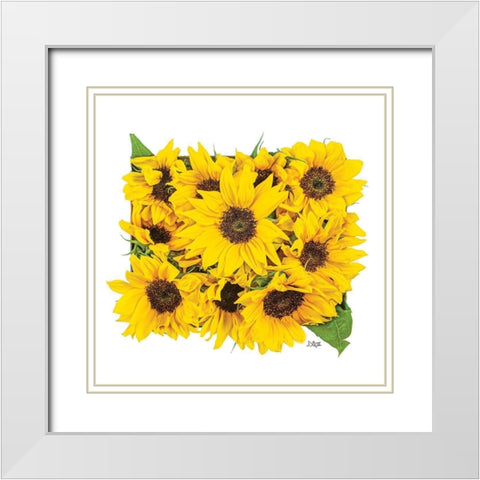 Sunflower Bouquet White Modern Wood Framed Art Print with Double Matting by Quillen, Donnie