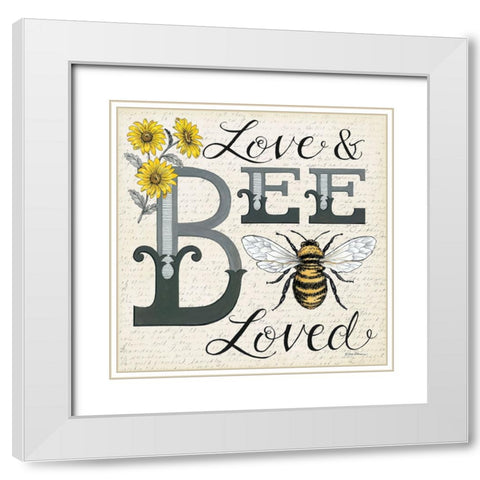 Love And Bee Loved White Modern Wood Framed Art Print with Double Matting by Strain, Deb