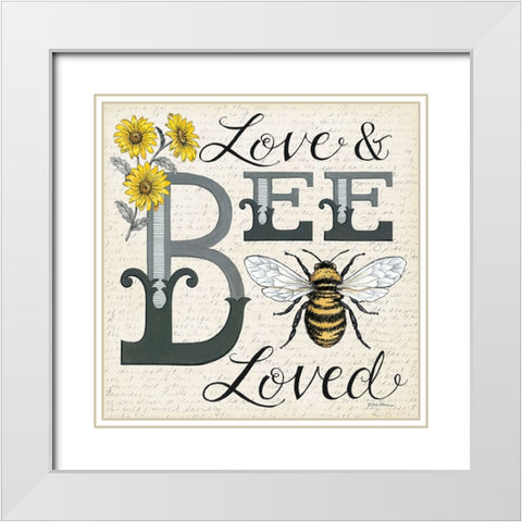 Love And Bee Loved White Modern Wood Framed Art Print with Double Matting by Strain, Deb