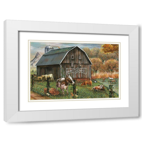 Feed and Seed Farm White Modern Wood Framed Art Print with Double Matting by Wargo, Ed