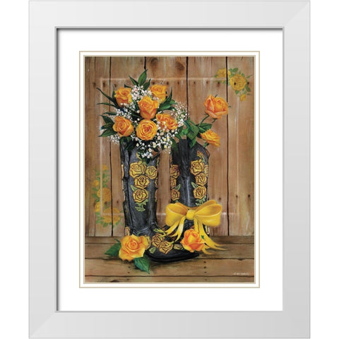 Rosey Cowboy Boots II White Modern Wood Framed Art Print with Double Matting by Wargo, Ed
