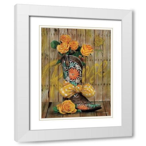 Rosey Cowboy Boots I White Modern Wood Framed Art Print with Double Matting by Wargo, Ed
