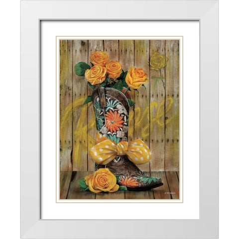 Rosey Cowboy Boots I White Modern Wood Framed Art Print with Double Matting by Wargo, Ed