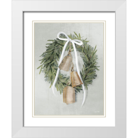 Farmhouse Wreath White Modern Wood Framed Art Print with Double Matting by House Fenway