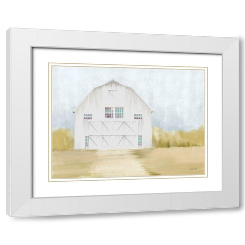 Autumn Barn    White Modern Wood Framed Art Print with Double Matting by House Fenway