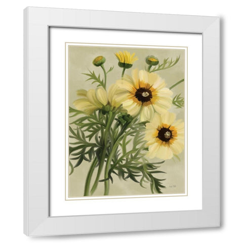 Moody Daisies White Modern Wood Framed Art Print with Double Matting by House Fenway