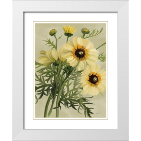 Moody Daisies White Modern Wood Framed Art Print with Double Matting by House Fenway