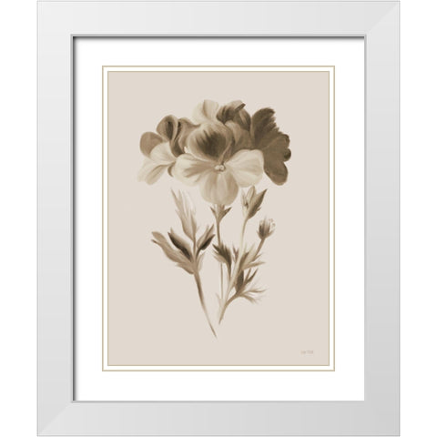 Sepia Botanical I White Modern Wood Framed Art Print with Double Matting by House Fenway