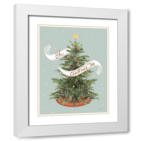Oh Christmas Tree White Modern Wood Framed Art Print with Double Matting by House Fenway