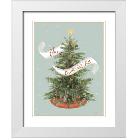 Oh Christmas Tree White Modern Wood Framed Art Print with Double Matting by House Fenway