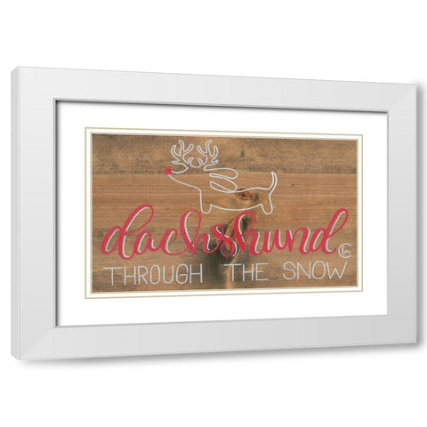 Dachshund in the Snow White Modern Wood Framed Art Print with Double Matting by Fearfully Made Creations