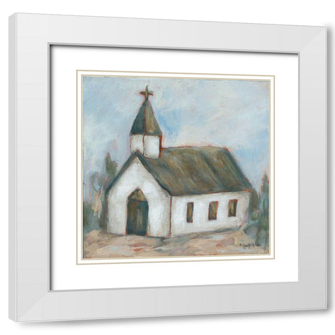 Chapel on the Hill White Modern Wood Framed Art Print with Double Matting by Holden, Jennifer