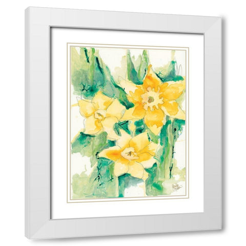 First Blooms White Modern Wood Framed Art Print with Double Matting by Holden, Jennifer