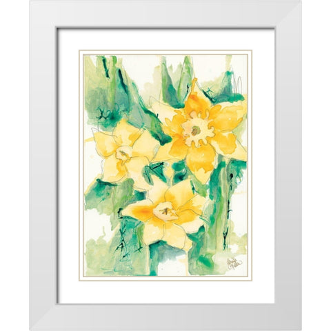 First Blooms White Modern Wood Framed Art Print with Double Matting by Holden, Jennifer