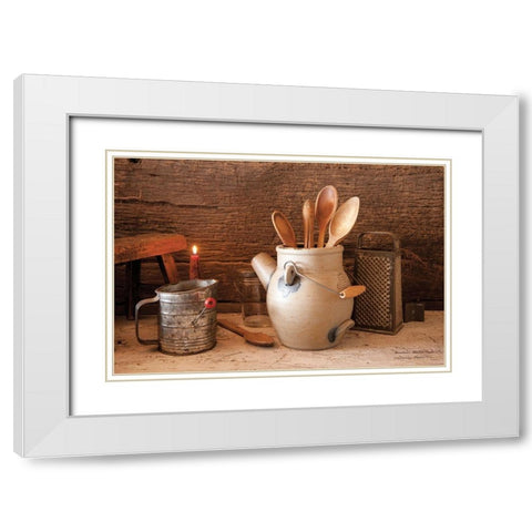 Grandmas Kitchen Tools White Modern Wood Framed Art Print with Double Matting by Hoover, Irvin